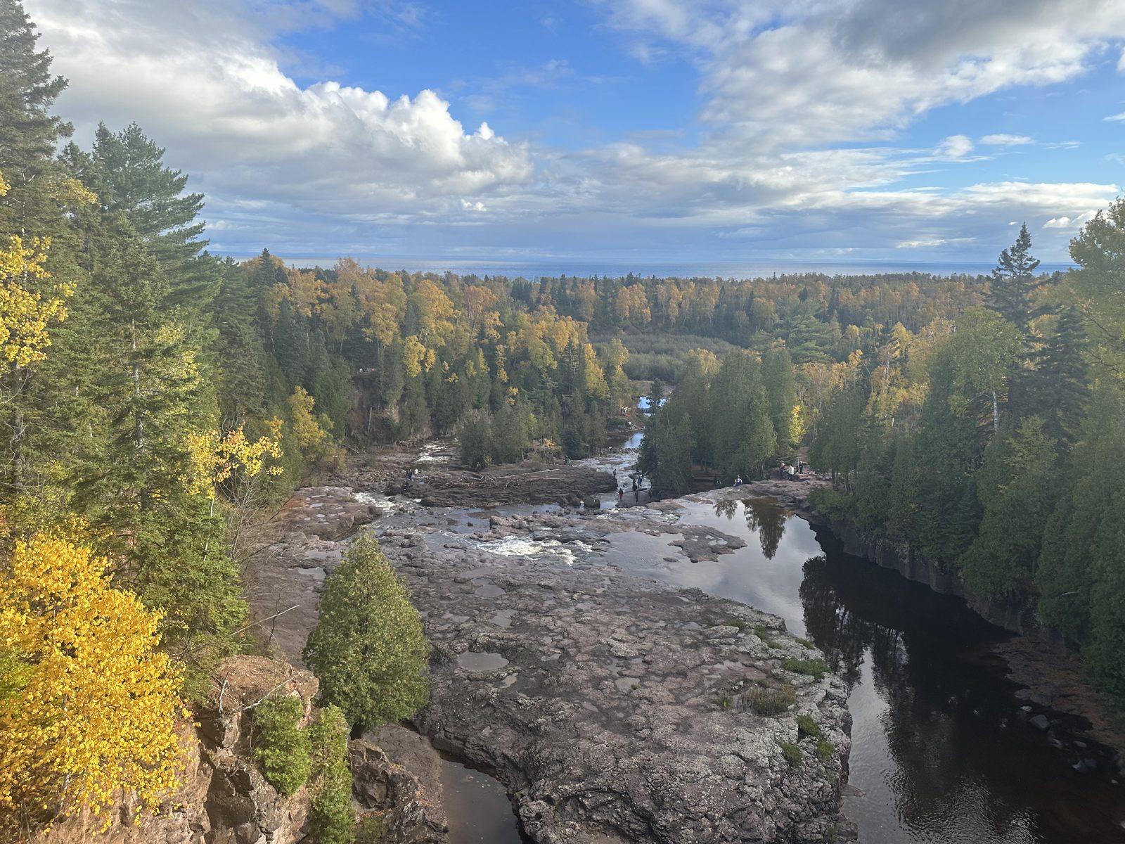 Rocky river gorge with fall color near Gooseberry Falls